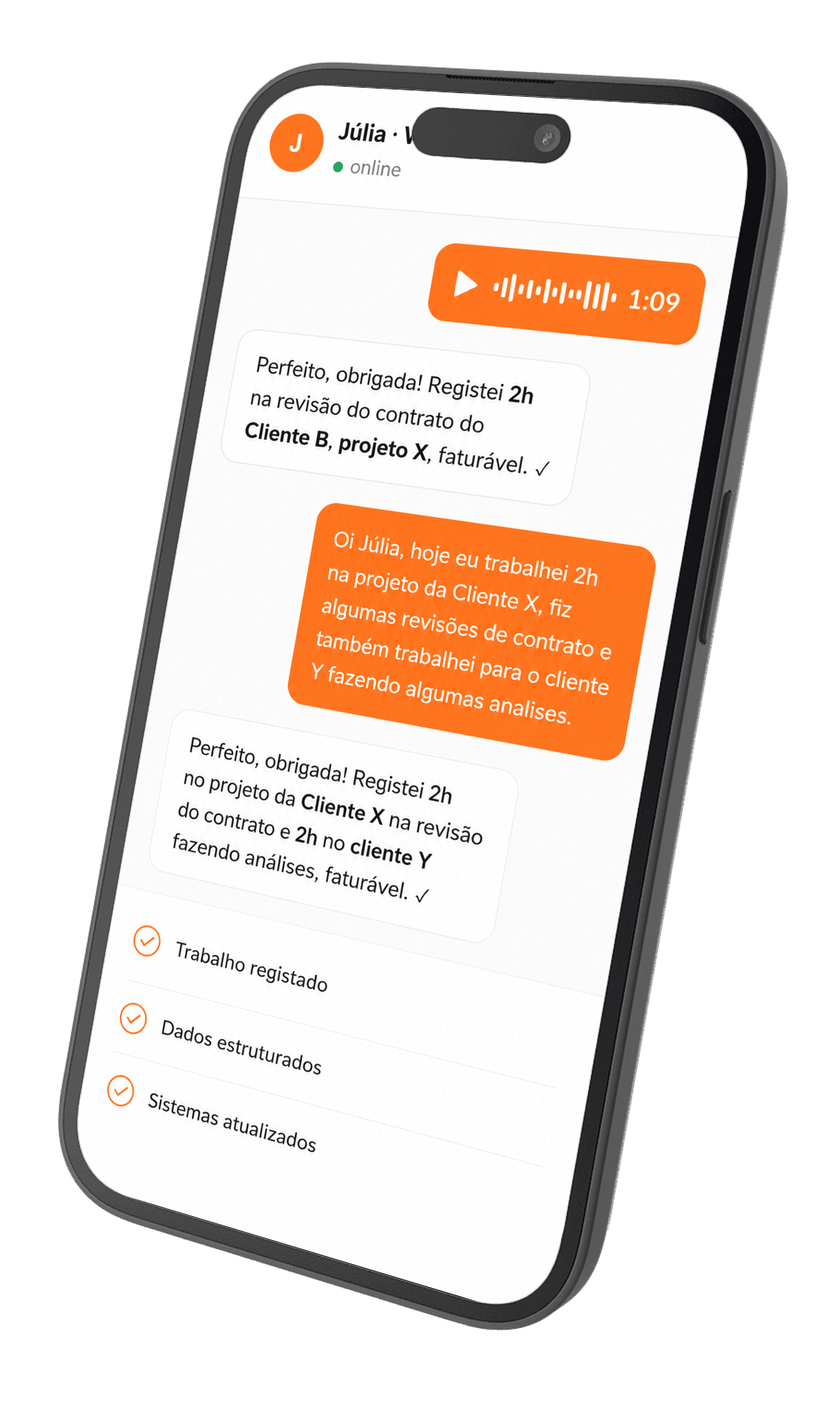 Interface de chat com áudio